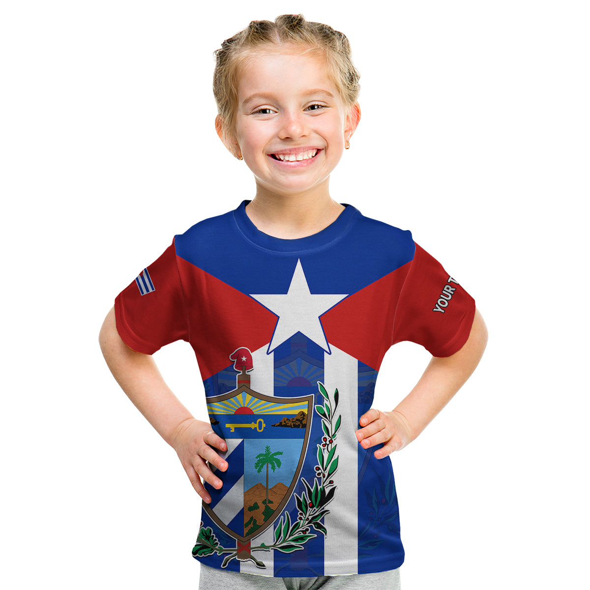 (Custom Personalised) Cuba Simple Coat Of Arms Kid T Shirt - Wonder Print Shop