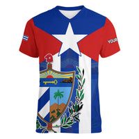 (Custom Personalised) Cuba Simple Coat Of Arms Women V Neck T Shirt - Wonder Print Shop