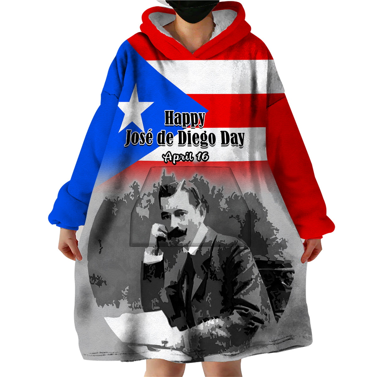 (Custom Personalised) Puerto Rico Wearable Blanket Hoodie Happy Jose de Diego Day - Wonder Print Shop
