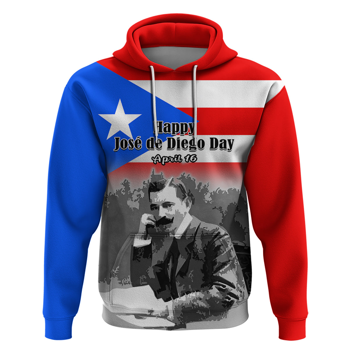 Puerto Rico Hoodie Happy Jose de Diego Day - Wonder Print Shop