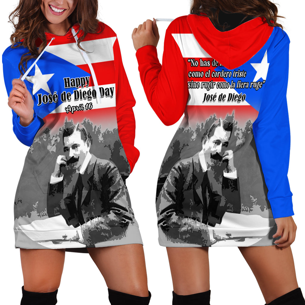 Puerto Rico Hoodie Dress Happy Jose de Diego Day - Wonder Print Shop