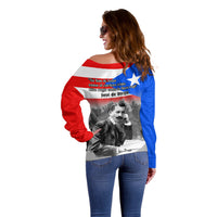 Puerto Rico Off Shoulder Sweater Happy Jose de Diego Day - Wonder Print Shop