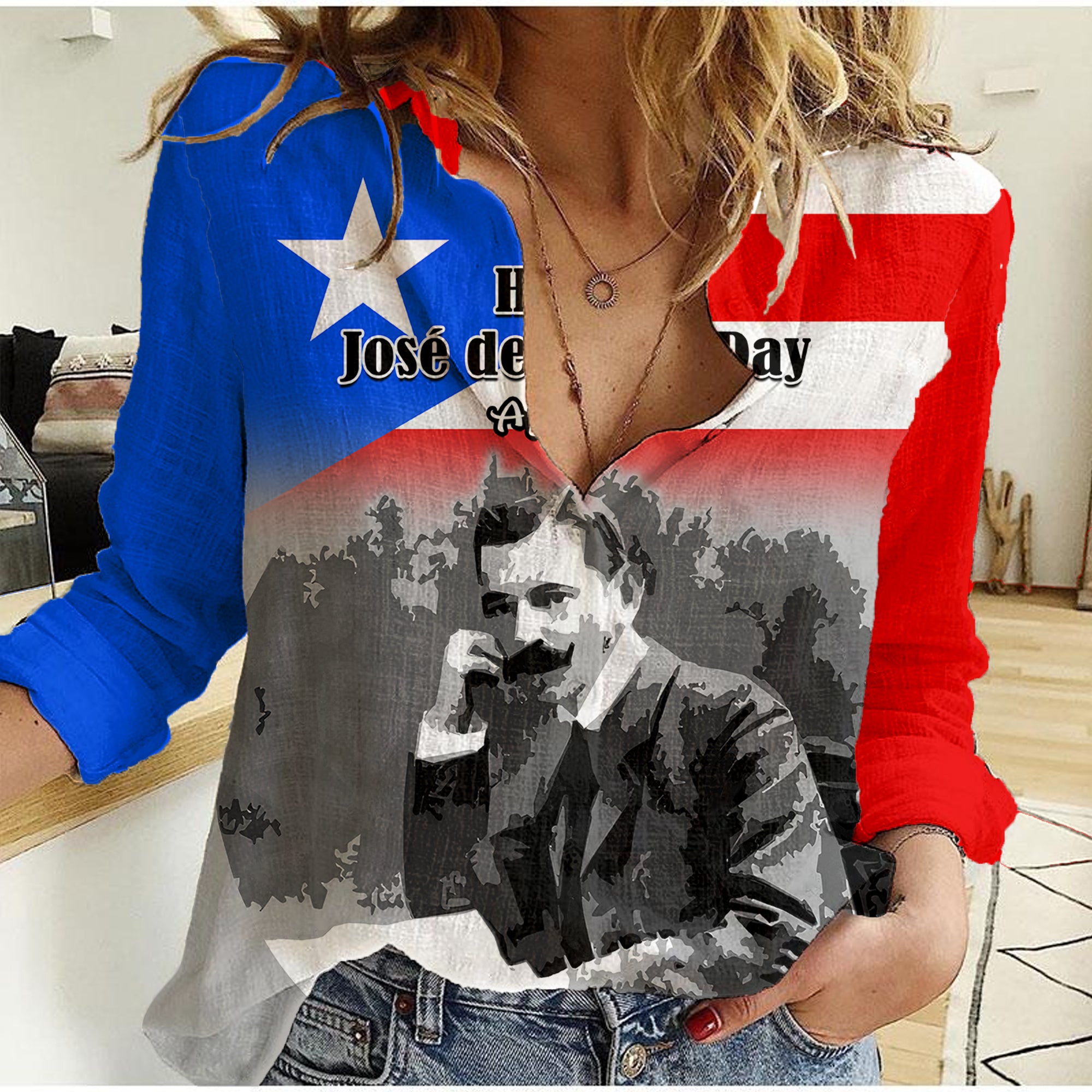 Puerto Rico Women Casual Shirt Happy Jose de Diego Day - Wonder Print Shop