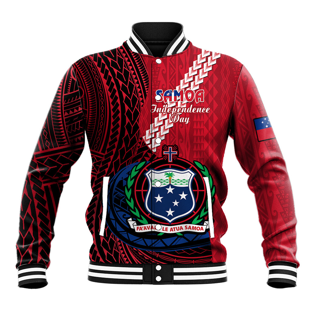 Samoa Baseball Jacket Happy Independence Day Samoan Red Pattern - Wonder Print Shop