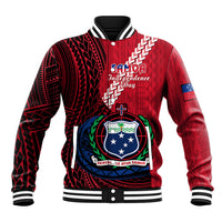 Samoa Baseball Jacket Happy Independence Day Samoan Red Pattern - Wonder Print Shop