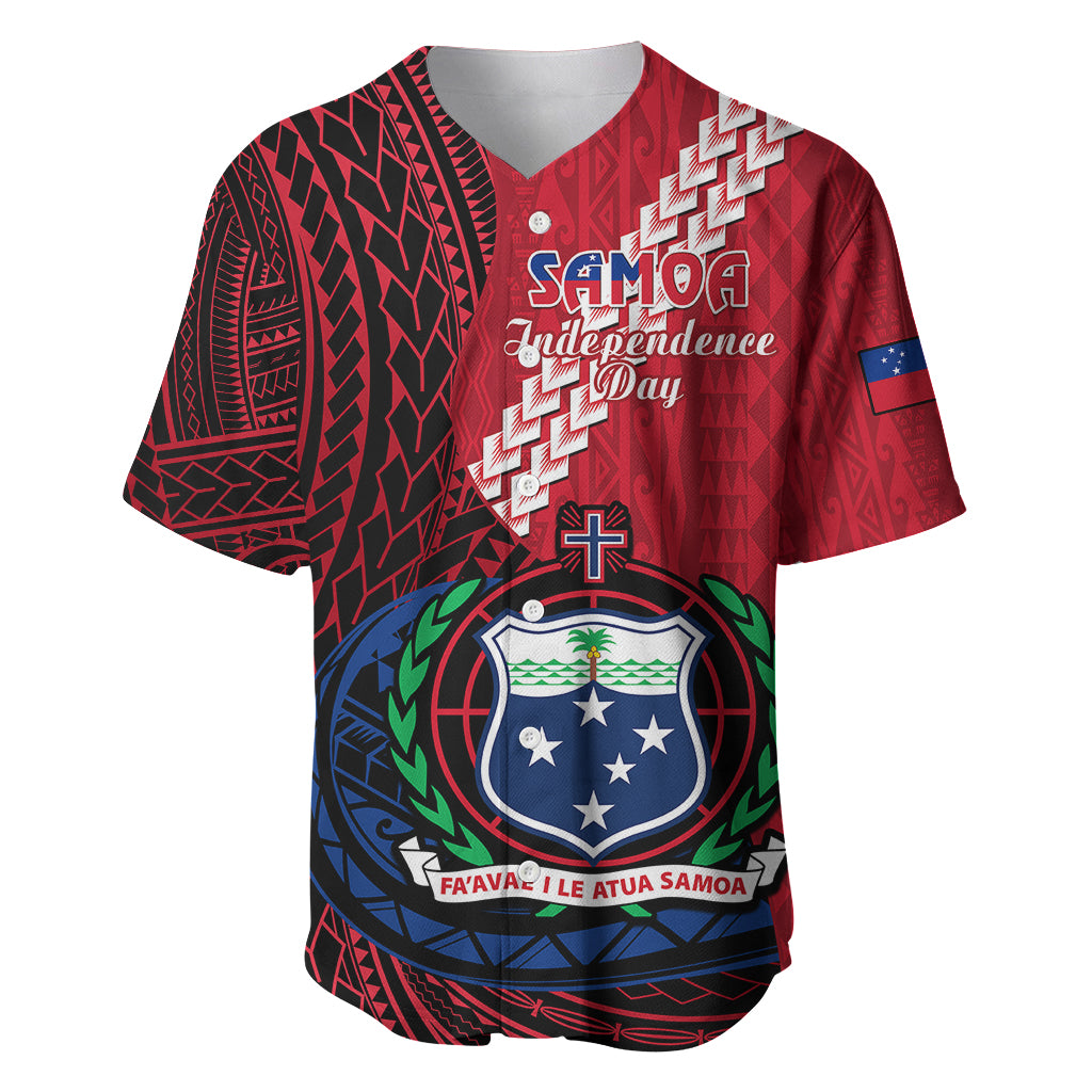 Samoa Baseball Jersey Happy Independence Day Samoan Red Pattern - Wonder Print Shop