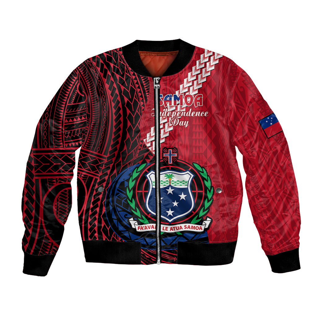 Samoa Bomber Jacket Happy Independence Day Samoan Red Pattern - Wonder Print Shop