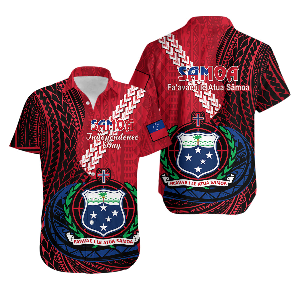 Samoa Hawaiian Shirt Happy Independence Day Samoan Red Pattern - Wonder Print Shop