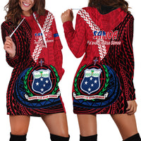 Samoa Hoodie Dress Happy Independence Day Samoan Red Pattern - Wonder Print Shop
