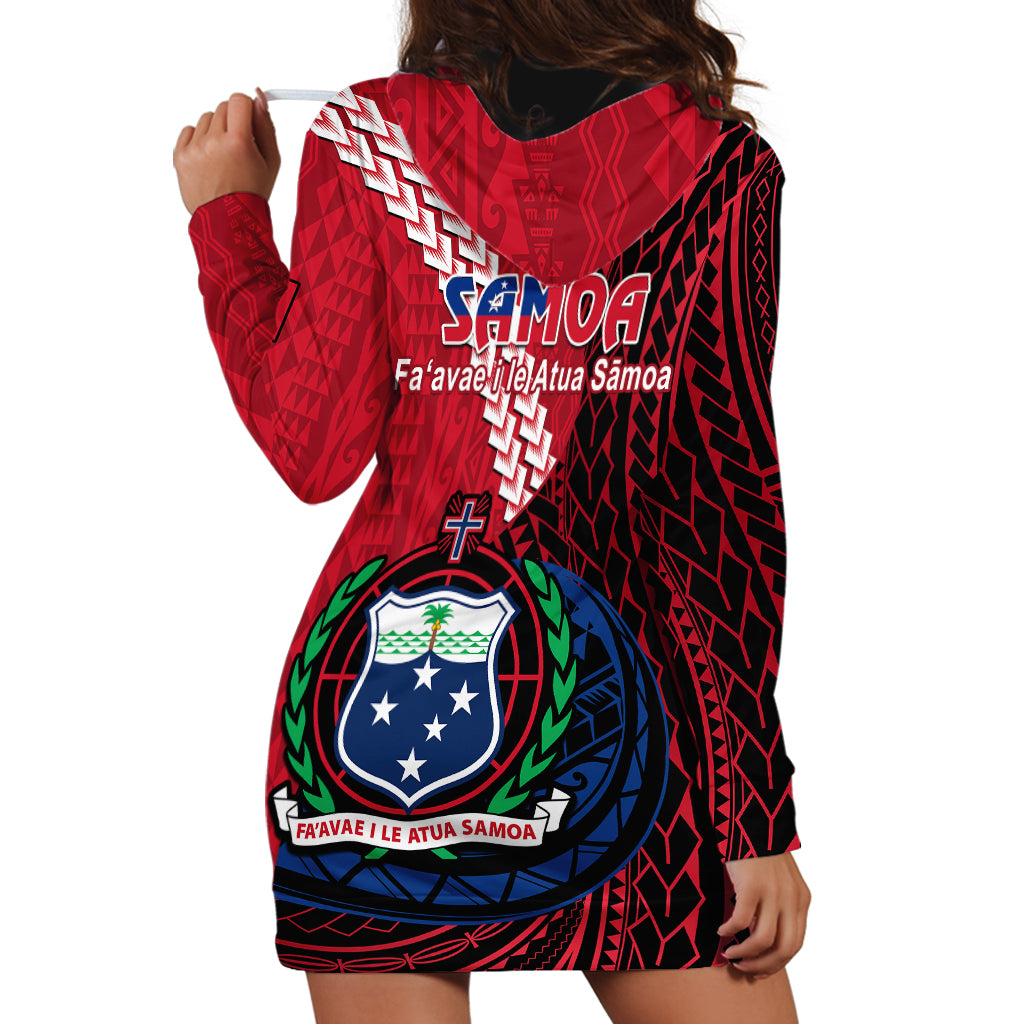 Samoa Hoodie Dress Happy Independence Day Samoan Red Pattern - Wonder Print Shop
