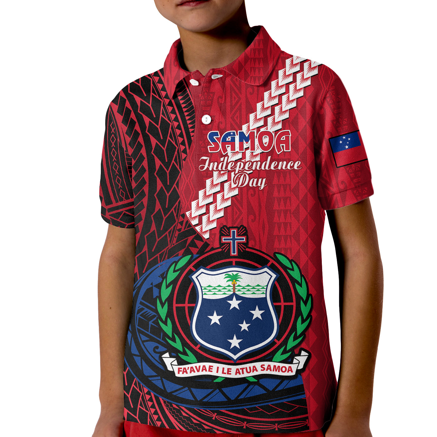 Samoa Polo Shirt for Kid Happy Independence Day Samoan Red Pattern - Wonder Print Shop