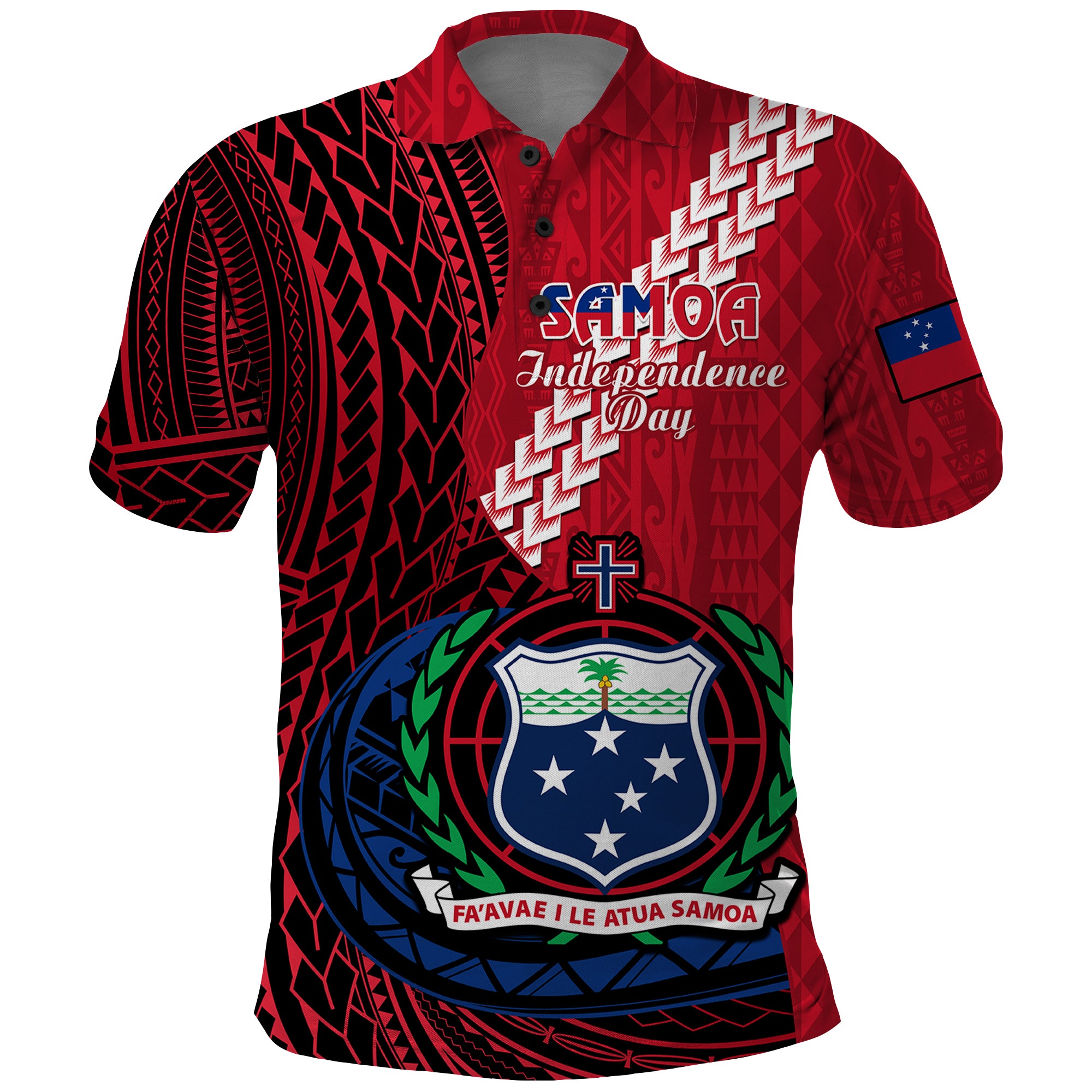 Samoa Polo Shirt Happy Independence Day Samoan Red Pattern - Wonder Print Shop