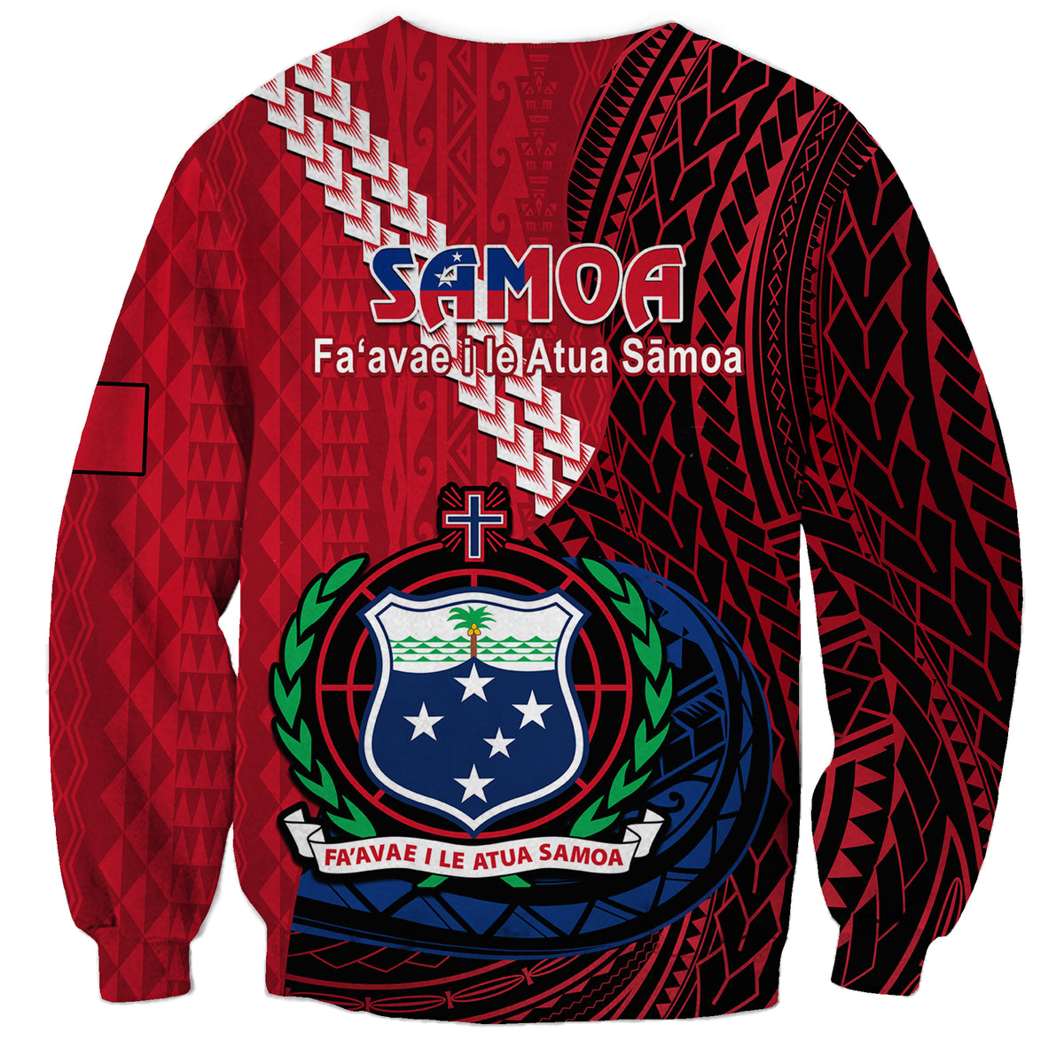 Samoa Sweatshirt Happy Independence Day Samoan Red Pattern - Wonder Print Shop