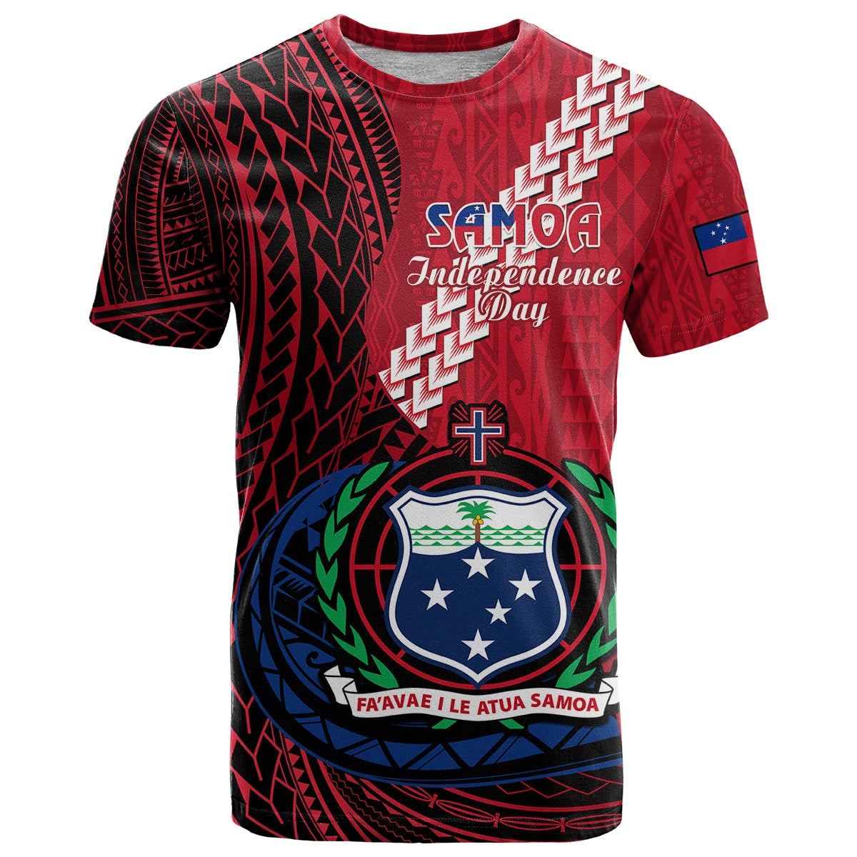 Samoa T Shirt Happy Independence Day Samoan Red Pattern - Wonder Print Shop