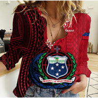 Samoa Women Casual Shirt Happy Independence Day Samoan Red Pattern - Wonder Print Shop