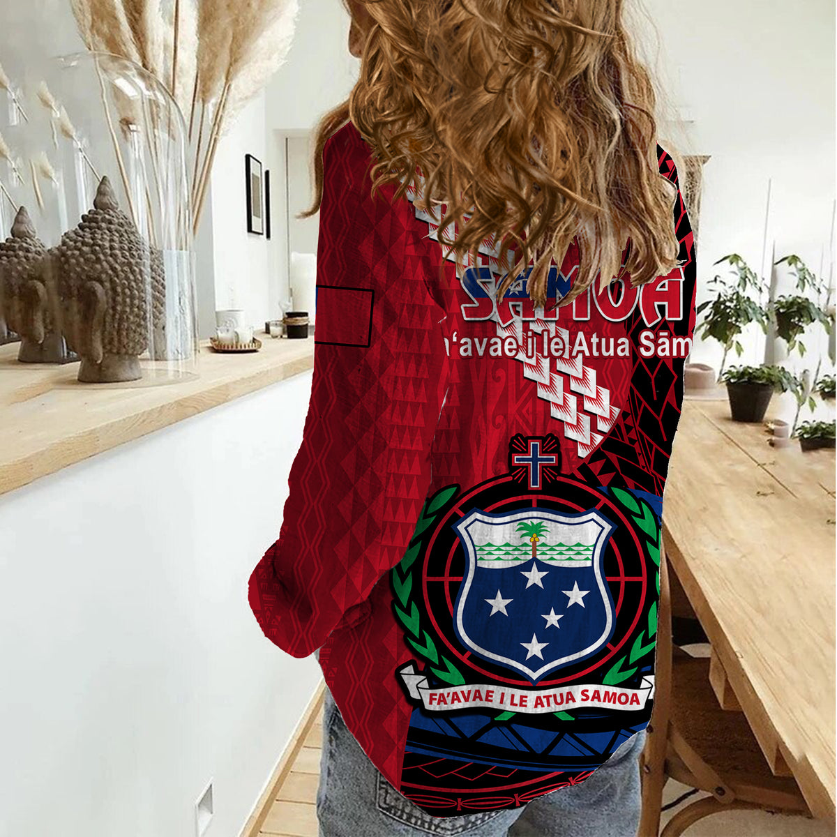 Samoa Women Casual Shirt Happy Independence Day Samoan Red Pattern - Wonder Print Shop