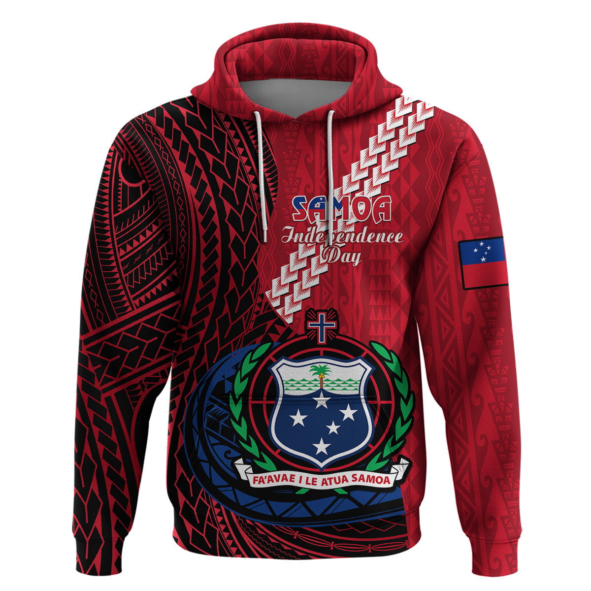 Custom Samoa Hoodie Happy Independence Day Samoan Red Pattern - Wonder Print Shop
