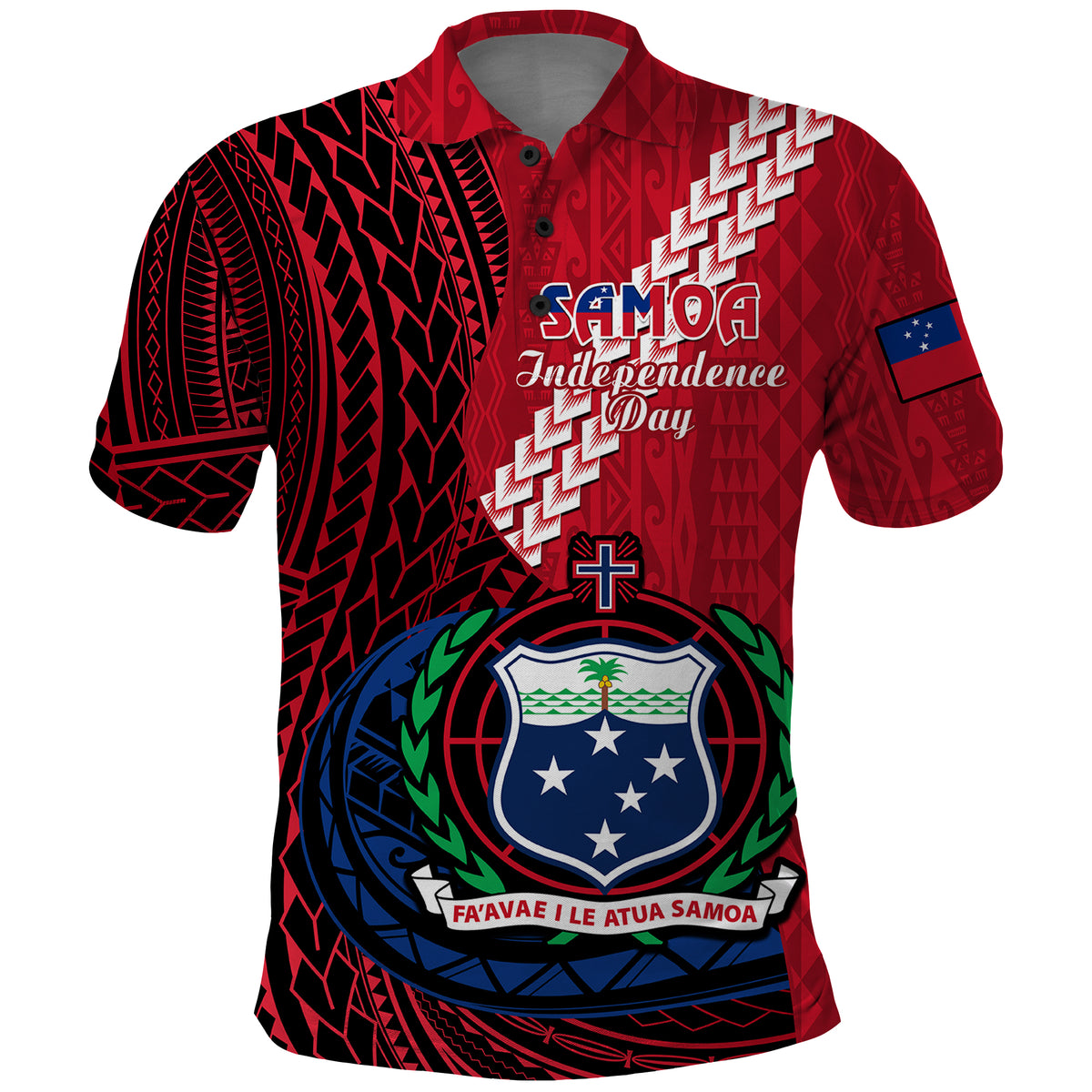 Custom Samoa Polo Shirt Happy Independence Day Samoan Red Pattern - Wonder Print Shop