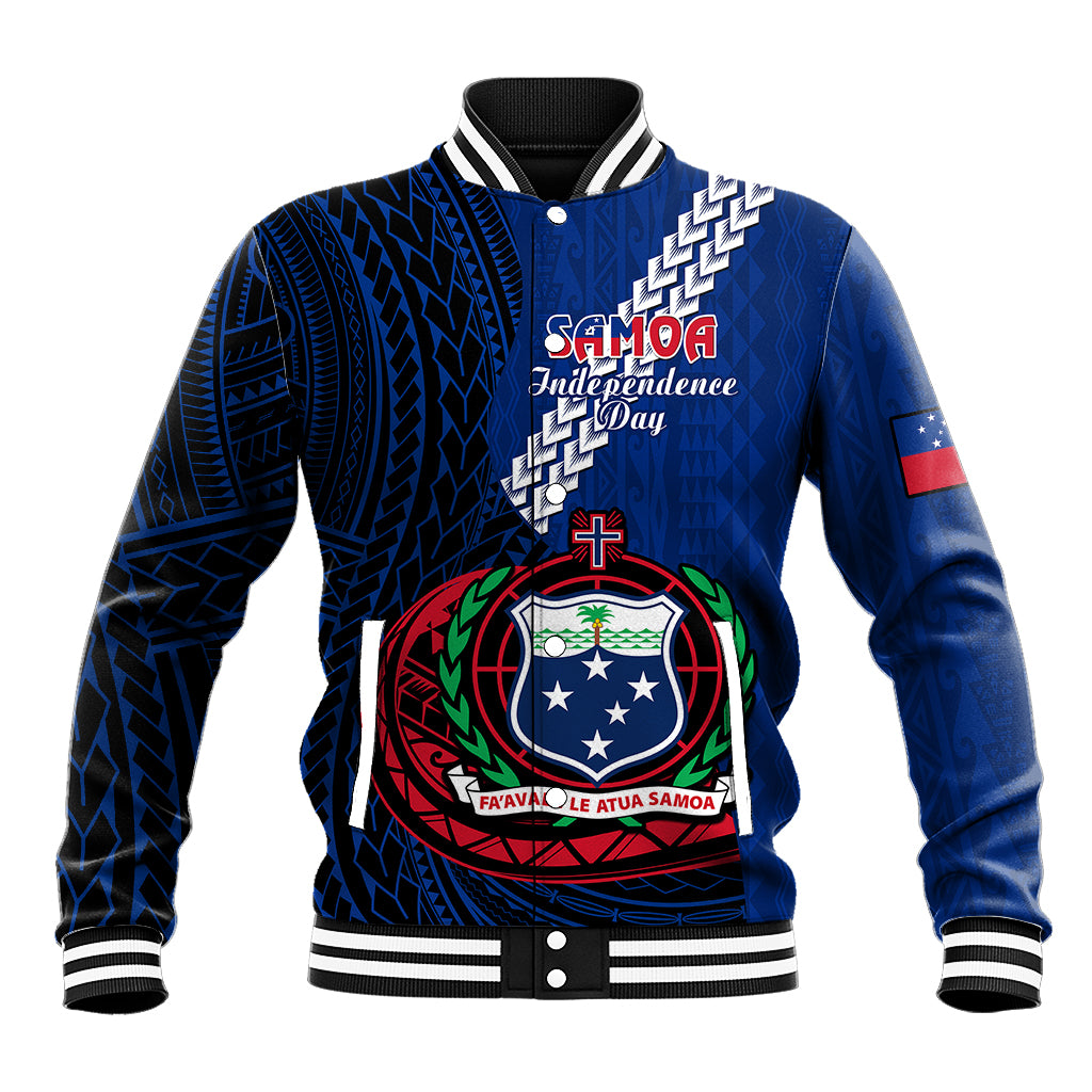 Samoa Baseball Jacket Happy Independence Day Samoan Blue Pattern - Wonder Print Shop