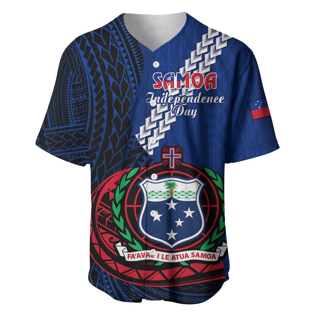 Samoa Baseball Jersey Happy Independence Day Samoan Blue Pattern - Wonder Print Shop