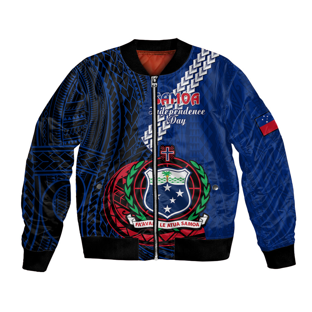 Samoa Bomber Jacket Happy Independence Day Samoan Blue Pattern - Wonder Print Shop