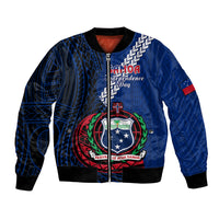 Samoa Bomber Jacket Happy Independence Day Samoan Blue Pattern - Wonder Print Shop