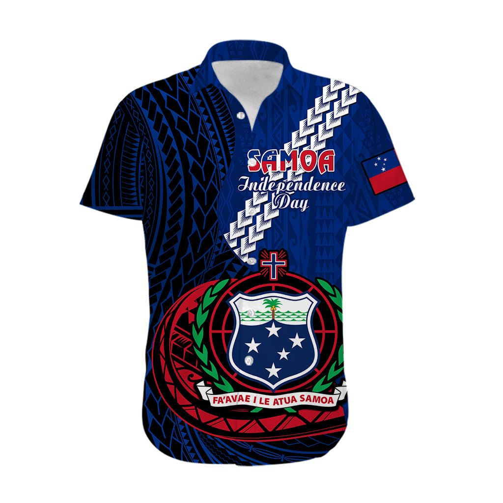 Samoa Hawaiian Shirt Happy Independence Day Samoan Blue Pattern - Wonder Print Shop
