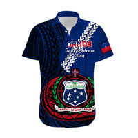 Samoa Hawaiian Shirt Happy Independence Day Samoan Blue Pattern - Wonder Print Shop