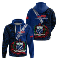 Samoa Hoodie Happy Independence Day Samoan Blue Pattern - Wonder Print Shop