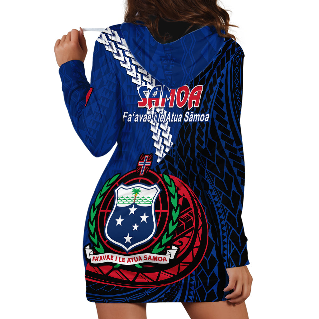 Samoa Hoodie Dress Happy Independence Day Samoan Blue Pattern - Wonder Print Shop