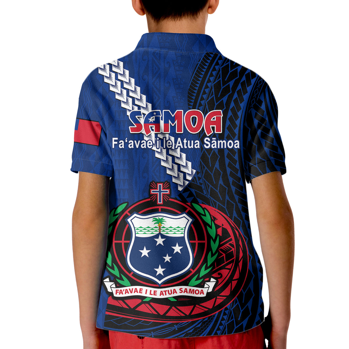 Samoa Polo Shirt for Kid Happy Independence Day Samoan Blue Pattern - Wonder Print Shop