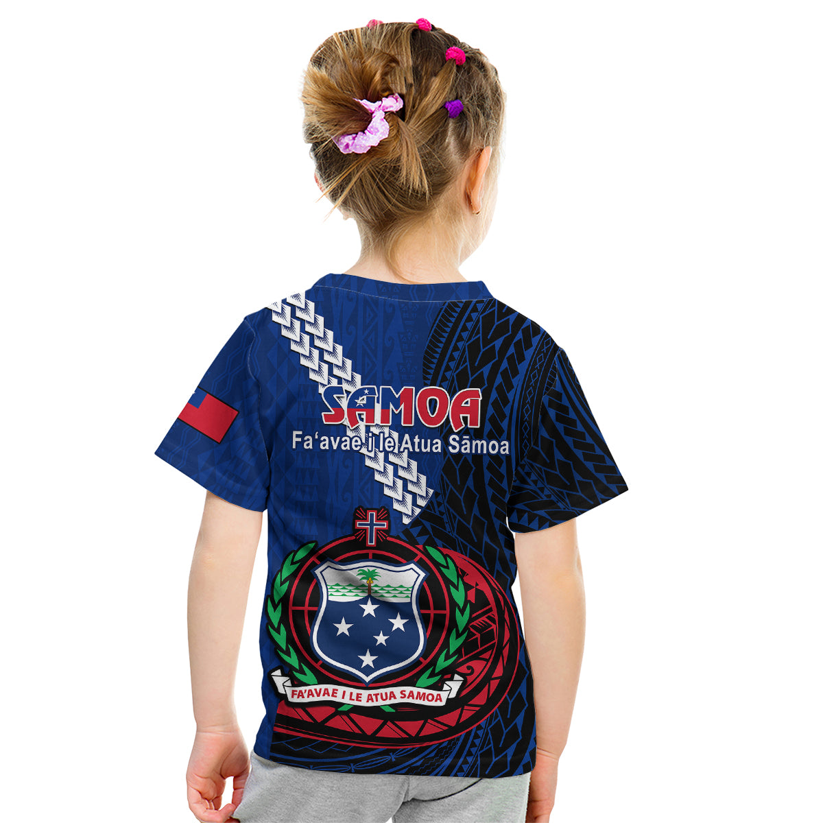 Samoa Kid T Shirt Happy Independence Day Samoan Blue Pattern - Wonder Print Shop