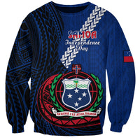 Samoa Sweatshirt Happy Independence Day Samoan Blue Pattern - Wonder Print Shop