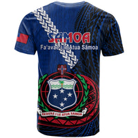 Samoa T Shirt Happy Independence Day Samoan Blue Pattern - Wonder Print Shop