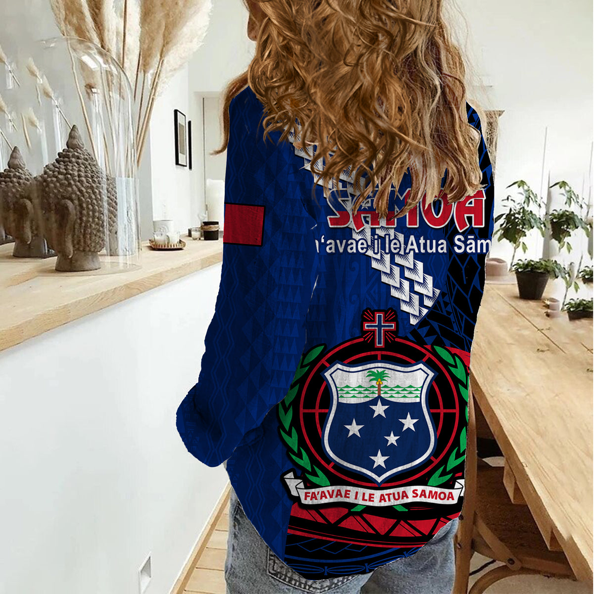 Samoa Women Casual Shirt Happy Independence Day Samoan Blue Pattern - Wonder Print Shop