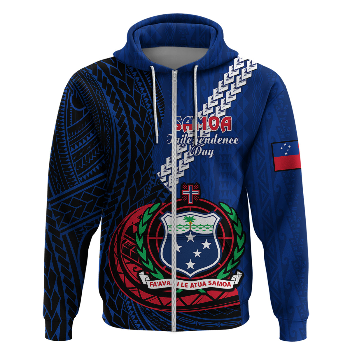 Custom Samoa Hoodie Happy Independence Day Samoan Blue Pattern - Wonder Print Shop
