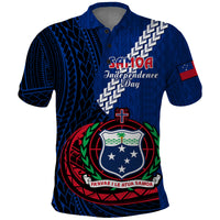 Custom Samoa Polo Shirt Happy Independence Day Samoan Blue Pattern - Wonder Print Shop
