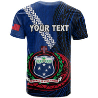 Custom Samoa T Shirt Happy Independence Day Samoan Blue Pattern - Wonder Print Shop