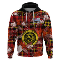 Hawaii State Hoodie Tropical Flowers Mix Tartan Red Version - Wonder Print Shop