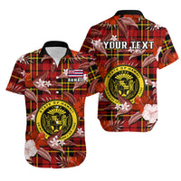 (Custom Personalised) Hawaii State Hawaiian Shirt Tropical Flowers Mix Tartan Red Version - Wonder Print Shop