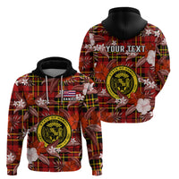 Custom Hawaii State Hoodie Tropical Flowers Mix Tartan Red Version - Wonder Print Shop