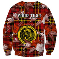 (Custom Personalised) Hawaii State Sweatshirt Tropical Flowers Mix Tartan Red Version - Wonder Print Shop