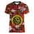 (Custom Personalised) Hawaii State Women V Neck T Shirt Tropical Flowers Mix Tartan Red Version - Wonder Print Shop