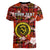 (Custom Personalised) Hawaii State Women V Neck T Shirt Tropical Flowers Mix Tartan Red Version - Wonder Print Shop