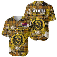 Hawaii State Baseball Jersey Tropical Flowers Mix Tartan Gold Version - Wonder Print Shop