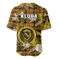 Hawaii State Baseball Jersey Tropical Flowers Mix Tartan Gold Version - Wonder Print Shop