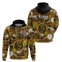 Hawaii State Hoodie Tropical Flowers Mix Tartan Gold Version - Wonder Print Shop