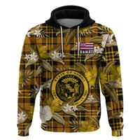 Hawaii State Hoodie Tropical Flowers Mix Tartan Gold Version - Wonder Print Shop