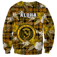 Hawaii State Sweatshirt Tropical Flowers Mix Tartan Gold Version - Wonder Print Shop