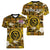 (Custom Personalised) Hawaii State Women V Neck T Shirt Tropical Flowers Mix Tartan Gold Version - Wonder Print Shop